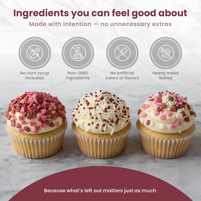 Dye-Free Red & White Bulk Sprinkles 2.76 lbs (1.25kg) - Vegan, Gluten-Free, Halal, Kosher Edible Jimmies & Nonpareils for Commercial Bakery Supplies, Professional Cake Decorating, Wholesale