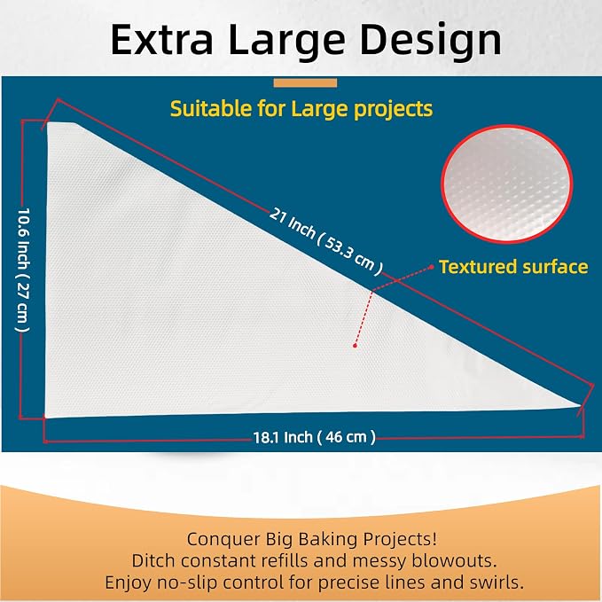 XL 21 Inch Extra Large Piping Bags,100 Pack Disposable Pastry Bags,Thick Anti-Burst Icing Piping Pastry Bags For Frosting Decorating Cake Cupcake Cookie (XL 21 Inch-100 Pack)