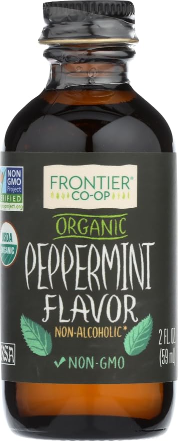 Frontier Co-op Peppermint Flavor, 2 Ounce Glass Jar, Non-Alcoholic, Great for Baking, Coffee and More