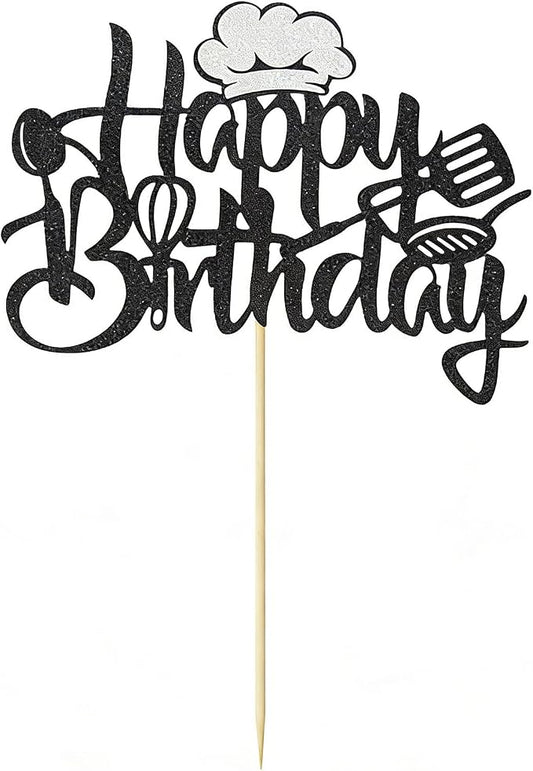 Acrylic Happy Birthday Cake Topper Durable Reusable Perfect for Birthday Cakes, Cupcakes, Dessert Tables Ideal for Kids Adults Birthday Celebrants (Black-2)