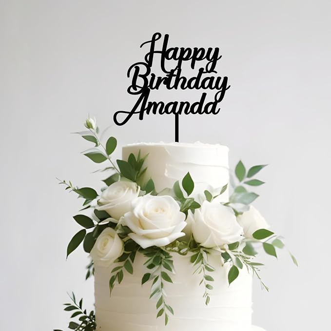 Customized Cake Topper Personalized Text Acrylic Cake Decoration for Birthdays Weddings, Baptisms, or any Occasion (Attena)