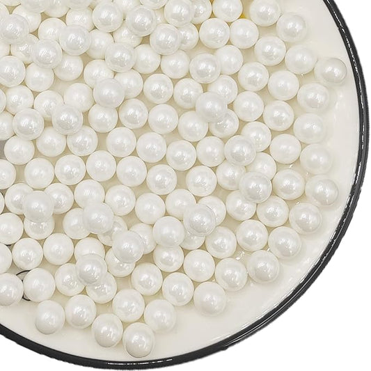 Edible White Pearl Sugar Sprinkles 4.23 oz, 10mm Candy Pearls Ideal for Baking, Cake and Cupcake Toppers, Cookie Decoration, Ice Cream Topping, Wedding Shower Valentines Halloween Christmas
