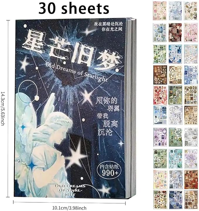 Japanese Manga Style Sticker Book Four Seasons Radio Romantic Memory Series, 30 Pages Coated Paper Collection for Diary Scrapbooking Notebooks