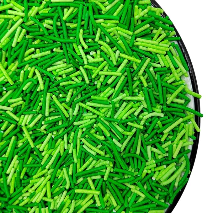 Jimmies Sprinkles, Edible Jimmy Sprinkles, Green Crunchy Jimmies Mix for Cake Decorating, Edible Cookie Cupcake Decorations for St Patrick's Day Baking and Holiday Party Treats