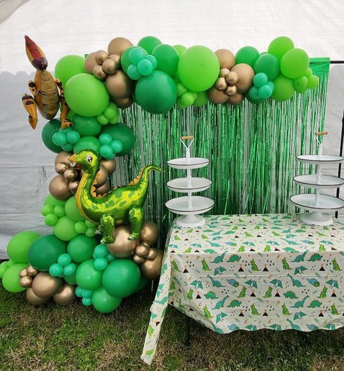 Green Balloon Arch Kit, ADOINBY 140Pcs Emerald Dark Lime Pastel Green and Gold Balloons 18 12 10 5 Inch Different Size Balloons for Birthday Wedding Safari Jungle Baby Shower Boys Party Decorations