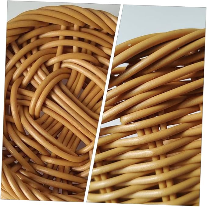 Ciieeo Handwoven Rattan Bread Serving Basket with Lid, Medium Woven Fruit and Vegetable Storage Basket for Kitchen Countertop, Household Dining and Picnic Use