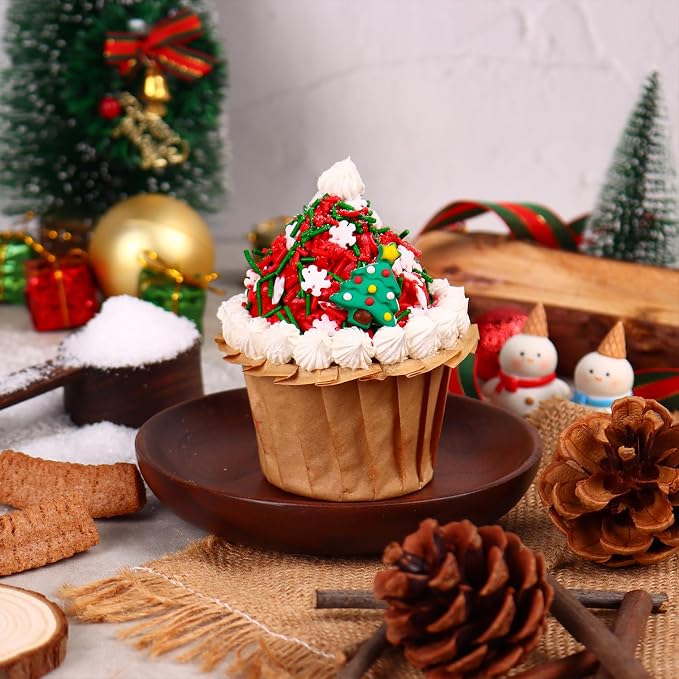 Christmas Sprinkles for Cake Decorating 4.2 Ounce Snowflakes Red and Green Jimmies Sprinkles Mix for Cupcake Topper, Ice Cream, Candy, Cookie, Food Decorative Christmas Dessert
