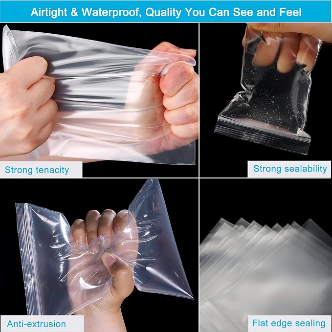9''x 12'', (Pack of 100) 2 mil Thick Clear Plastic Reclosable Zip Poly Bags with Resealable Lock Seal Zipper for Photo, Jewelry, Bakery, Treats, Travel, Storage, Packaging & Shipping…