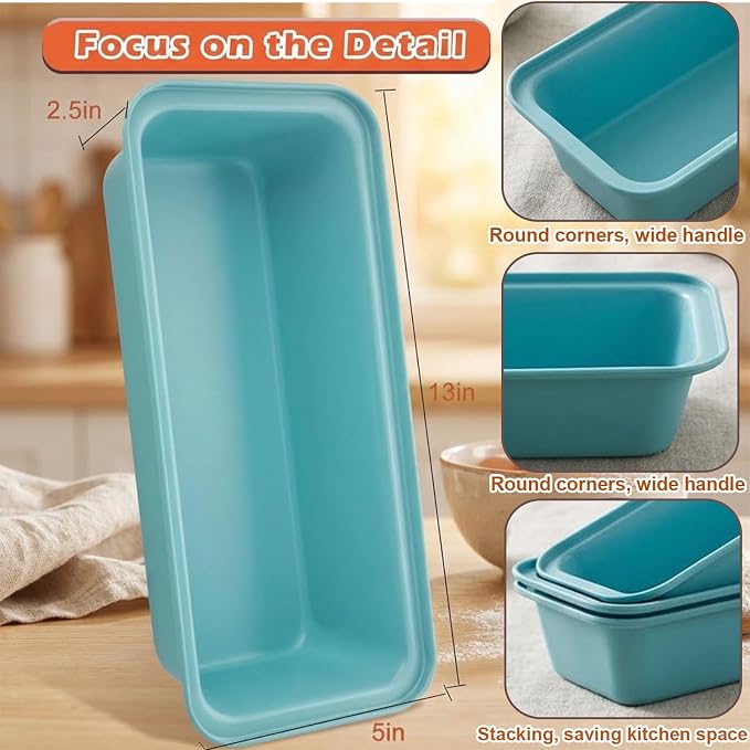 2 Pack 12x 4 Loaf Pan, Large Bread Pans for Baking Homemade Bread | Carbon Steel Nonstick Bread Loaf Pans for Sandwich, Banana Bread, Meatloaf, Cake, PTFE & PFOA Free