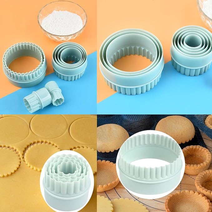 8 Pack Biscuit Cutter Set Round Cookie Cutters Cookie Dough Cutter for Baking Dough Pastry Mini Apple Pie Tea Sandwich Scone English Muffin Fondant Decoration Donuts Jam Tarts Appetizer