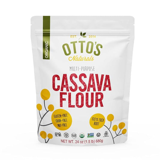 Otto's Naturals Organic Multi-Purpose Cassava Flour, Gluten-Free, Grain, Nut and Gum-Free, 1-to-1 Wheat Alternative, Paleo, AIP, 1.5 lb