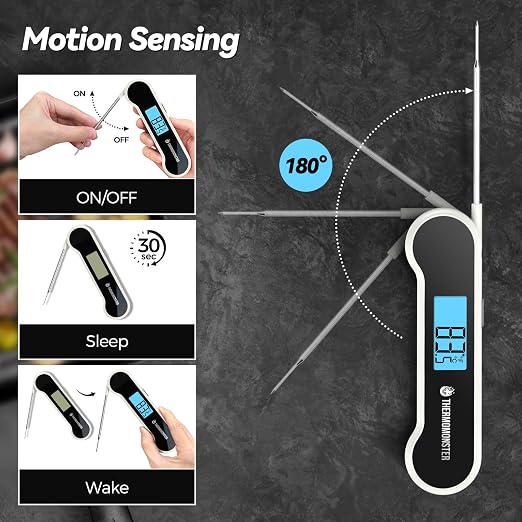 0.5 Sec Instant Read Meat Thermometer Digital with ±0.5℉ Precision, Food Thermometer for Cooking Kitchen Gadgets, Oven Grill Candy BBQ Essentials Accessories, Gifts for Him Dad Men Birthday, White