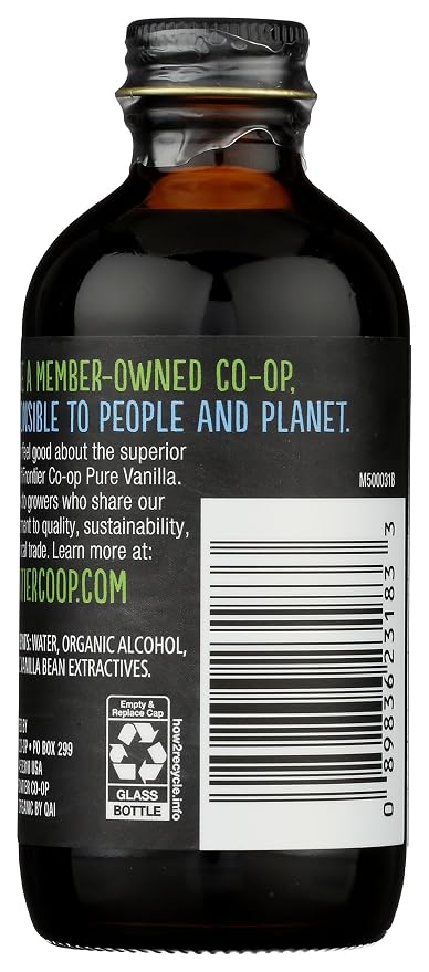 Frontier Co-op Organic Pure Vanilla Extract, 4 fl oz - For Coffee, Syrups, and Baking