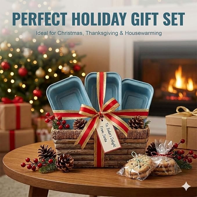 3-Piece 9x4 Inch Nonstick Loaf Pan Set, Carbon Steel Bread Baking Pans for Sourdough & Banana Bread, 450°F Oven Safe, Easy Release & Quick Cleanup