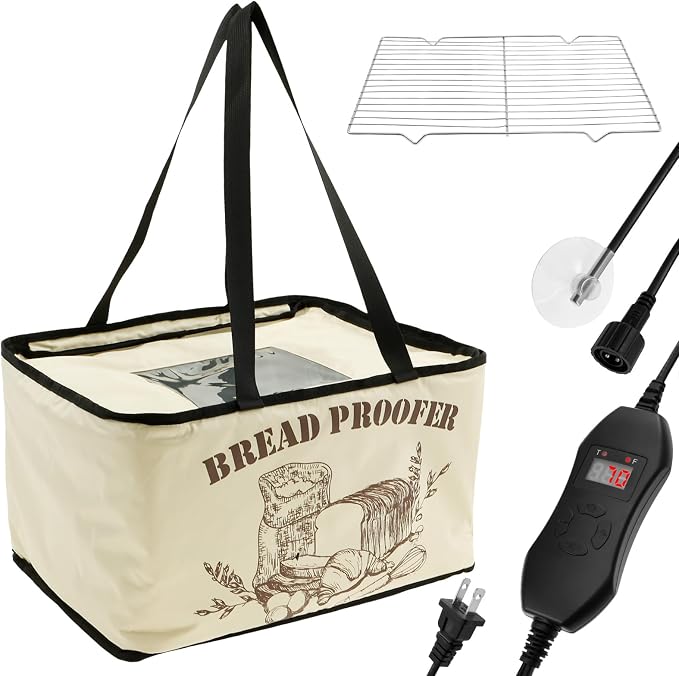 Oxford Cloth Bread Proofing Box, Even Heating Foldable Dough Proofer with Shelf Dough Proofer Box Precise Control Dough Fermentation Chamber Space Saving with Adjustable Temperature & Timer Controller