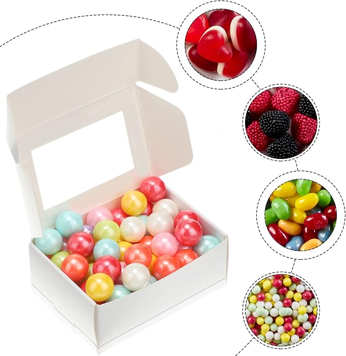 Zonon 30 Pcs Soap Boxes for Homemade Packaging, Mini Kraft Boxes with Window for Bakery Candy Soap Making Gift Packaging, 3.7x2.6x1.4 Inch (White)