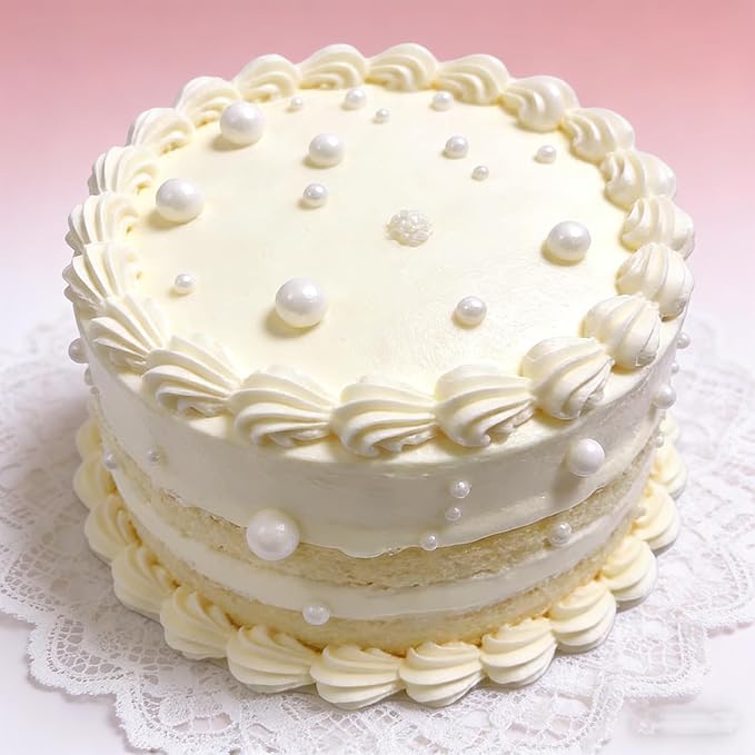 Sentovac Edible White Pearls Sprinkles 4 Size（2mm 4mm 7mm 1cm）Mix for Cake Decorating Candy Cupcake Cake Topper Cookie Baking Decorations Supplies