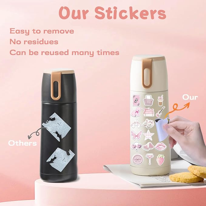 50 Pcs Pink Coquette Stickers Cute Pink Coquette Waterproof Vinyl Sticker for Water Bottles Laptops Bike Car Motorcycle Computer Guitar Skateboard