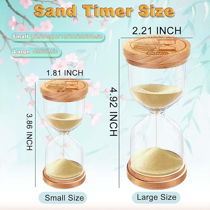 CNCJ 30 Minute Wooden Sand Timer, Hourglass Light Gold Small Sand Watch for Desk Decor Kitchen Classroom Office Study Home Decoration