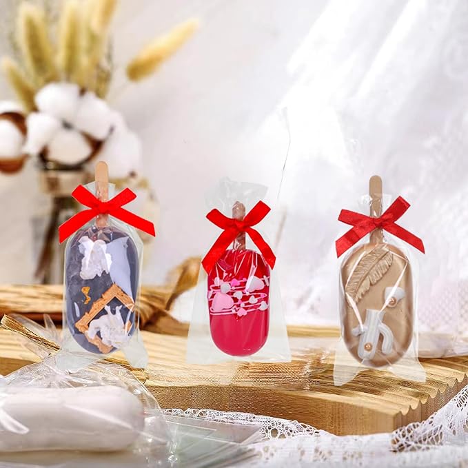 TEMLQPACK Clear Cellophane Treat Bags with Ties, 100 Pack 3x6 Inches, Clear Gift Bags for Macaron, Oreo, Chocolate Truffle, Rice Krispie Treat, Soap, Bakery, Candy & Party Favors