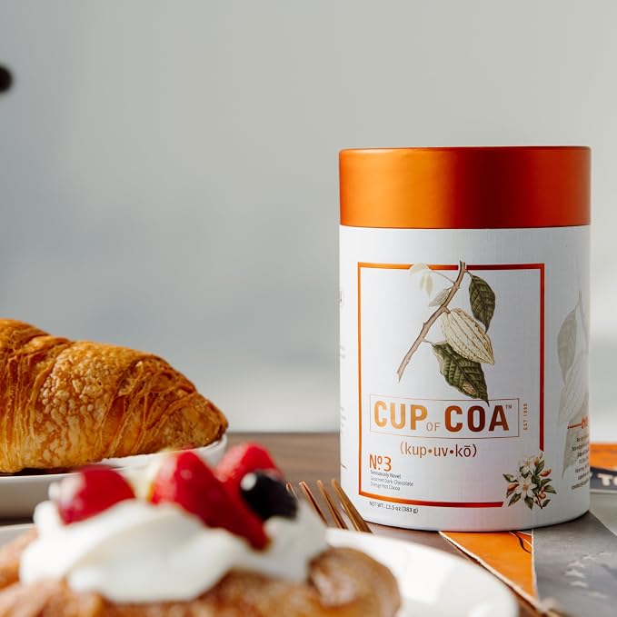 Cup of Coa No. 3 Sensuously Navel | Gourmet Dark Chocolate & Orange Hot Cocoa Mix | Just Add Water | Rich, Silky Smooth & Creamy | Luxury Hot Chocolate | Made in USA (8 Servings)