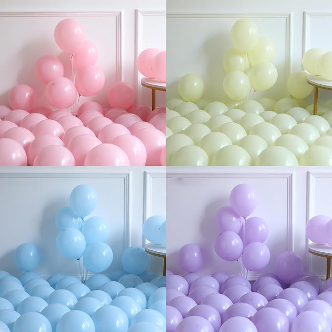 Macaron Pastel Rainbow Balloon Arch Kit,136Pcs Blue Dog Balloon Decor with Rainbow Sun Foil Balloons for Gender Neutral Baby Shower Birthday Kindergarten Classroom Fairy Tale Party Decor