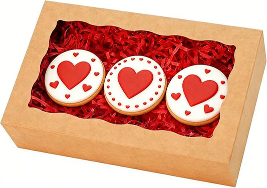 20pcs 8x5x2 Inch Cookie Boxes Bakery Boxes with window Chocolate Covered Strawberries Box Treat Box for Macaroon Dessert Pastry Muffins-Brown
