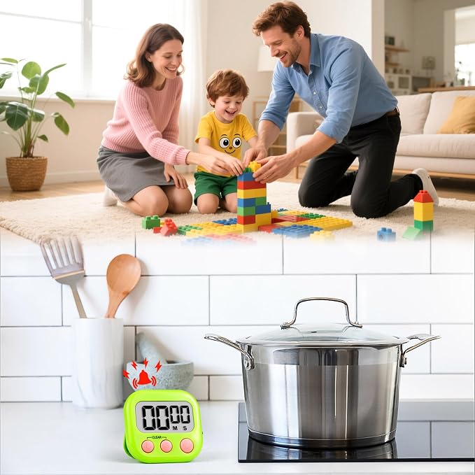 Timer for Kids Teachers Digital Kitchen Timers for Cooking Large Magnetic Classroom Timer 24Pack-Blue Green