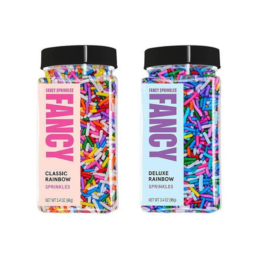 Fancy Sprinkles Sundae Best Sprinkle Set | Classic & Deluxe Rainbow Crunchy Jimmies | Ice Cream, Cake, Cupcake & Cookie Decorating | Birthday & Summer Parties | 2 Pack (0.5c)