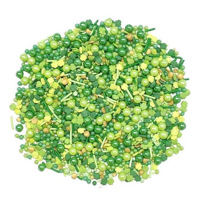 Edible Green Leaf Sprinkles for Cake Decorating, St Patrick's Day Green Sprinkle Baking Cake Cupcake Toppers Cookie Ice Cream Donut Decoration 95g/3.35oz