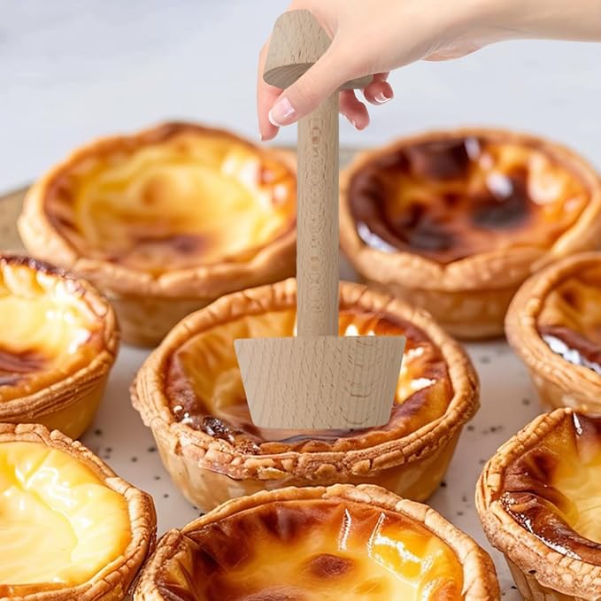 Wooden Tart Tamper,Pie Pastry Dough Tamper,Tart Pan Mold Cake Pastry Baking Tool for Tart, Cheesecakes, Pasta,Baking (Large double head)