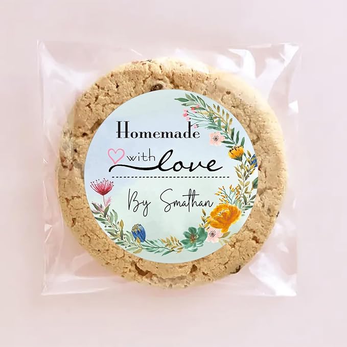 400 Pack Custom Handmade/Homemade with Love Label Stickers|Personalize Business Logo Labels|1.5/2inch Round Personalized Labels in Various Designs for Crafts,Baking,Gifts and Small Business