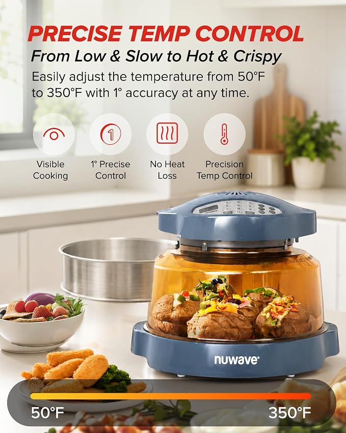Nuwave Pro Plus 2 Countertop Infrared Oven with Stainless Steel Extender Ring, Triple Combo Cooking Power, Adjustable Temperature Control, Large Capacity Roaster, Air Fryer & Convection Oven, 20673V01