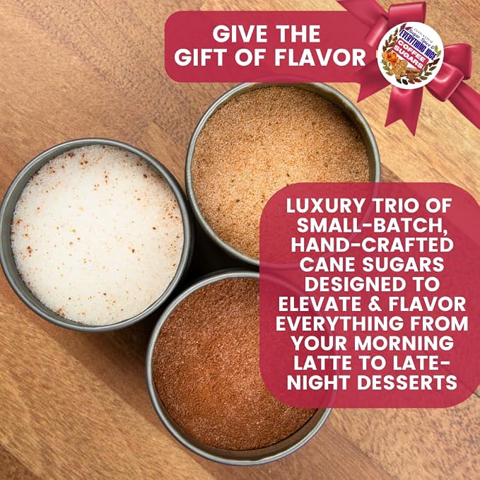 Coffee Sugars: Sugar, Spice & Everything Nice | Gift Packaged Set of 3 | All Natural, Non GMO Cane Sugars | Gourmet Coffee & Baking Sweeteners | Small Batch, Hand Made | Made in USA | No Artificial Ingredients, Authentic Infused | Artisanal Gift Pack |...