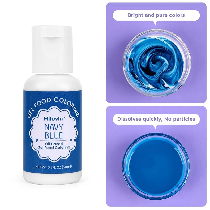 2 Colors Oil Based Food Coloring for the 4th of July, Red Blue Edible Food Coloring Gel for Cake Decorating, Sugar, Candy Melts, Baking, Cookies, Icing Frosting, Meringues, Cream 0.7 Fl. Oz/bottle(Navy blue, Red)
