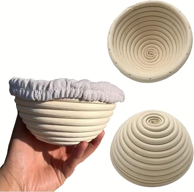 5 inches Round Banneton Basket for Bread Proofing, Dough Proofing Bowls with Removable Liner, Good for Home Sourdough Bakers Baking, 6 Pack
