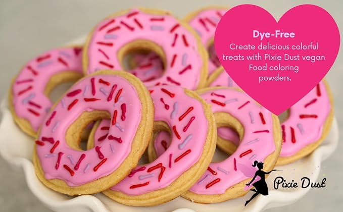 All-Natural Food Coloring Powder Set - Red, Pink, Deep Pink, & Purple. | Perfect for spring cake decorating, cookie Frosting, Icing & Drinks | Dye-Free, Plant-Based, Kosher, Flavorless | No Carmine, No Annatto, No Propylene Glycol | By Pixie Dust | Med...