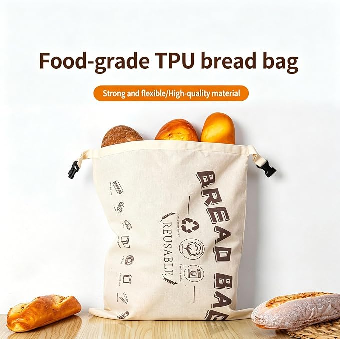 Eazywell Beeswax Bread Bags - Good Cotton Food Storage Wrap for Sourdough & Homemade Bread, Reusable Bags, Breathable Moisture Balance, 13 X 17 Inches (Beige*2)