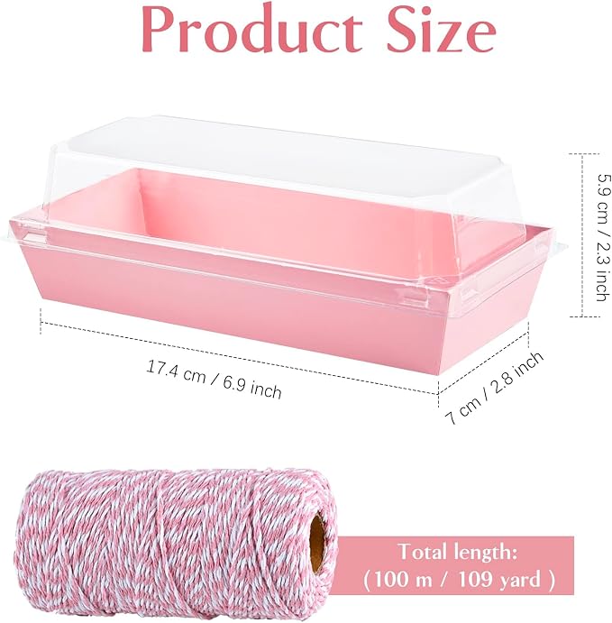 ZORRITA Paper Charcuterie Boxes with Clear Lids, 100 Pack, Pink | 7.5x3.3 Inch, Small, To Go Food Containers, For Desserts, Treats, Cookies, Sandwich, Pastry, Strawberries and Cupcakes