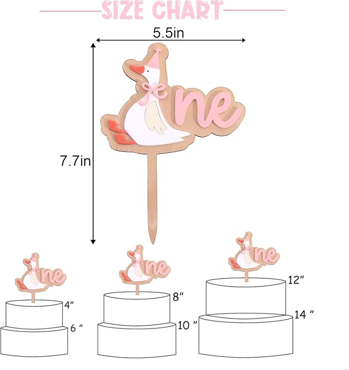 Wooden One Silly Goose 1st Birthday Cake Topper - Silly Goose First Birthday Decorations,Baby Girl 1st Party Decor (pink1)
