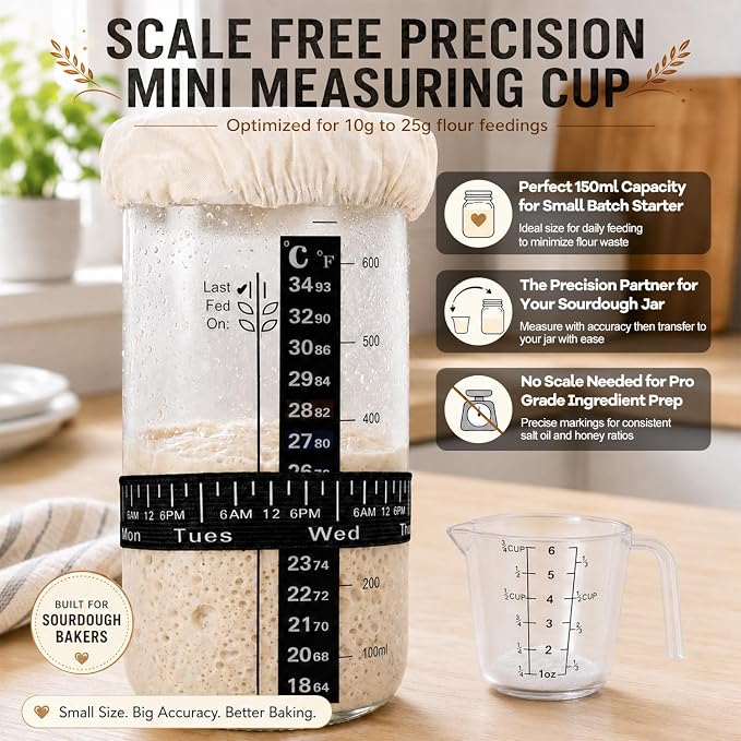 Sourdough Starter Kit, 9" Wood Pulp Banneton Proofing Basket with Jar & Lid | Complete Kit with 9" Banneton Basket & 24oz Jar. Reduces Sticking, Keeps Starter Fresh, For Home Baking, Beginners & Pros