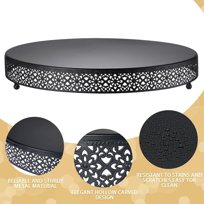 Wenqik Cake Stand 18 Inch Round Metal Cupcake Dessert Wedding Cake Stand Cookies Display Holder Fruit Serving Tray for Table Wedding Birthday Anniversary Party(Black)