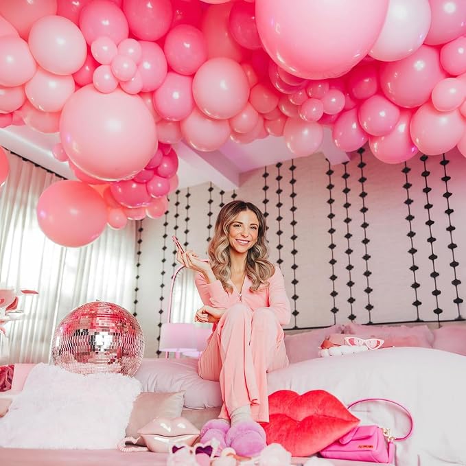 Jobkoo Pastel Pink Balloons 12 Inch, 100 Pack Baby Pink Balloon Light Pink Latex Balloons Matte Pale Soft Macaron Pink Helium Balloons for Gender Reveal Baby Shower Princess Birthday Party Decorations