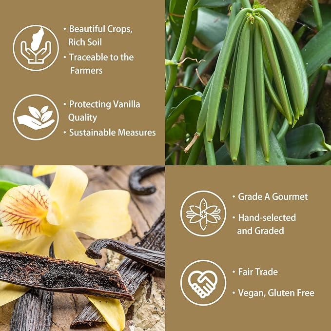 GRELIM Vanilla Bean Powder, 100% Pure Ground Madagascar Vanilla Powder Gluten-Free No Fillers or Additives Great for Baking, Coffee, Smoothies 2.11 Oz (60 g)