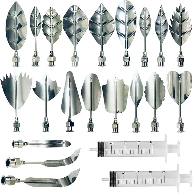 Woohome Art Cake Tools, 22 PCS 3D Gelatin Jelly Tools Includes 20 PCS Gelatin Tools and 2 PCS 10ml Syringe Pudding Pastry Nozzles for Cake Decoration, Jelly Cake making