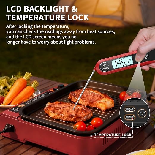 DOQAUS Meat Thermometer Digital with Dual Probe, Instant Read Food Thermometer for Cooking with Backlight and Alarm, 3s Fast Response, 40-inch Long Wired Probe for Oven BBQ Grill Smoker Candy