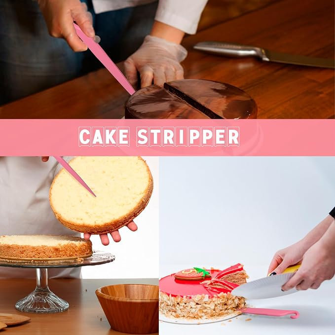 9PCS Cake Scraper Set with Cake Scraper Smoother Set, Cake Decorating Comb, Icing Smoother Plastic Sawtooth,Cake Icing Kitchen Baking Cake Edge(Pink)
