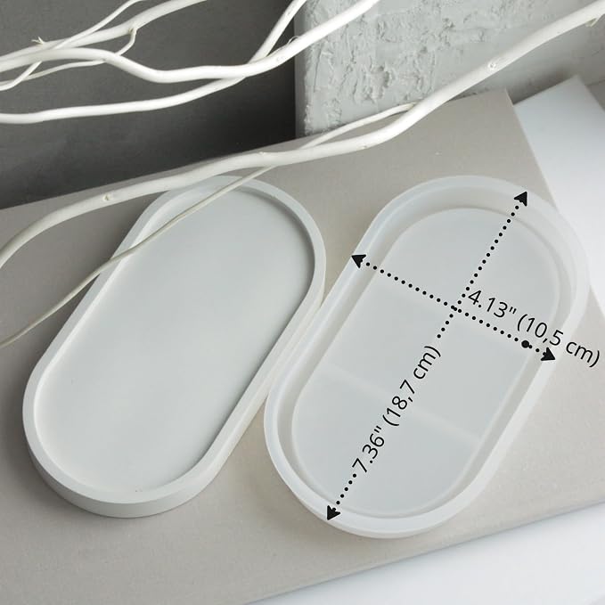 Silicone Mold Set for Concrete and Resin, Oval Tray Mold with Modern Donut Vase Mold, DIY Home Decor Casting Forms