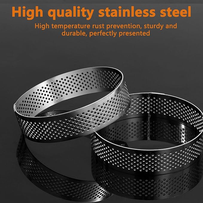 Aringfes10 Pcs 3.14 Inch 304 Stainless Steel Tart Ring, Heat-Resistant Perforated Cake Mousse Ring, Round Ring Baking Small Fruit Tarte Crust Tools (8cm)
