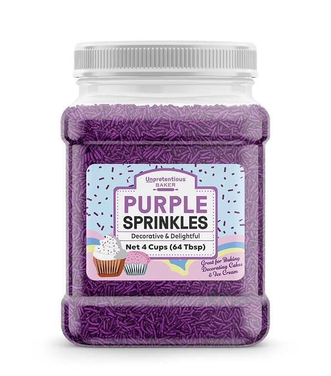 Unpretentious Purple Sprinkles, 4 Cups, Bright & Colorful, Decorative & Fun Topping for Baking